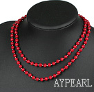 Fashion Long Style 6Mm Round Red Coral Beads Strand Neckalce