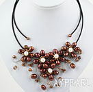 Brown Series Brown Ferskvann Pearl partiet Necklace