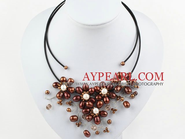 Brown Brown Série perles d'eau douce Collier Parti