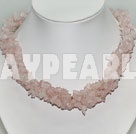 fashion multi strand rose quartze necklace 