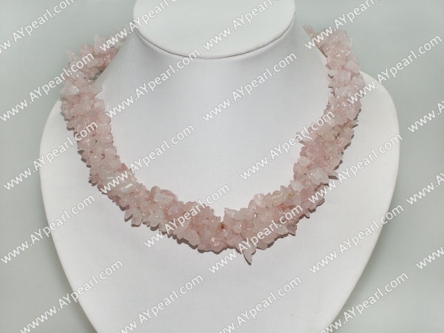 fashion multi strand rose quartze necklace 