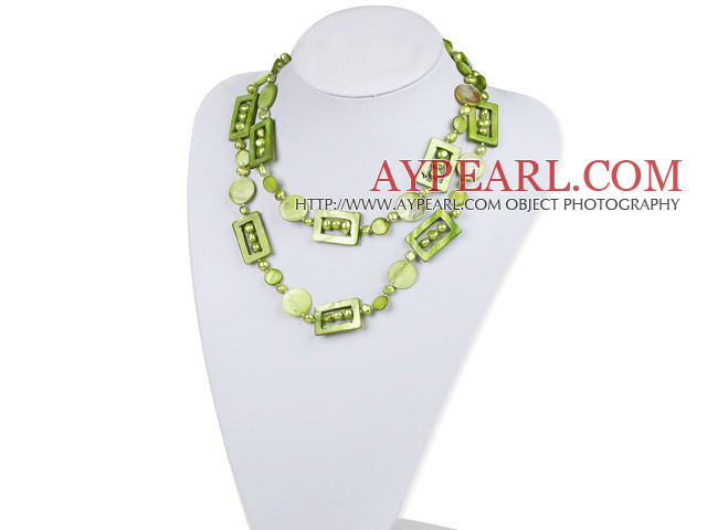 green pearl and shell necklace