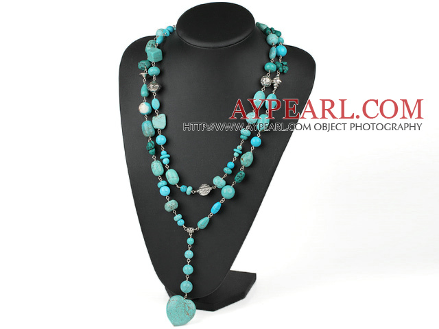 長いスタイルturquose neckace