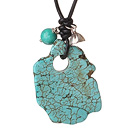 Wholesale Trendy Simple Design Green Turquoise Pendant Necklace with 925 Sterling Silver Lotus Seedpod
