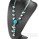 blue and white turquose necklace with flower 