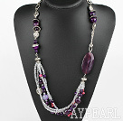 fashion purple agate and crystal necklace