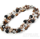 multi strand crystal sea shell beads tiger eye and fire mountain rock necklace