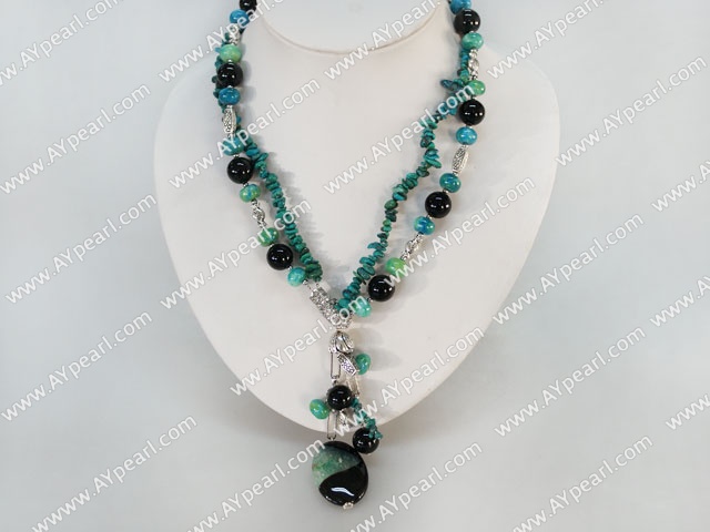 double brin noir agate et le collier de pierre phonix