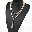 ペンダントと35.4インチの天然ピンクの真珠のネックレス