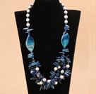 vogue style 23.6 inches white turquoise blue agate lapis necklace