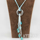 23.6 inches turquoise and heart charm necklace with extendable chain