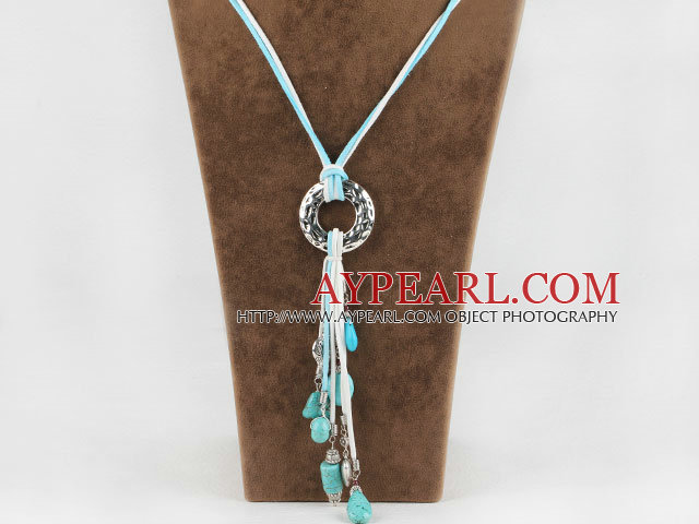 23.6 inches turquoise and heart charm necklace with extendable chain