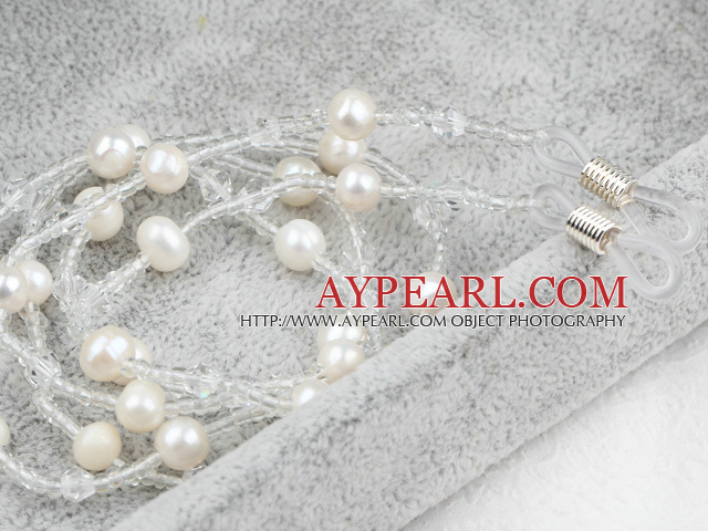 D'eau douce White Pearl et White Crystal Sautoir