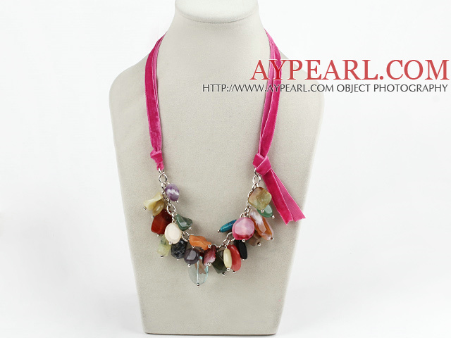 23,6 inches multi farge gemstone halskjede med bånd