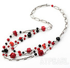 fashion bloodstone coral and black agate necklace