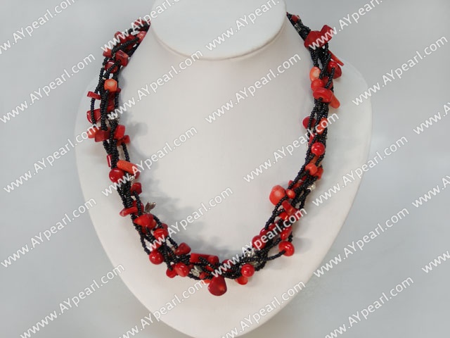 41.3 inches irregular shape red coral necklace