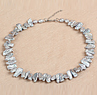 Gorgeous Party Style Natural Gray Teeth Shape Rebirth Pearl Necklace