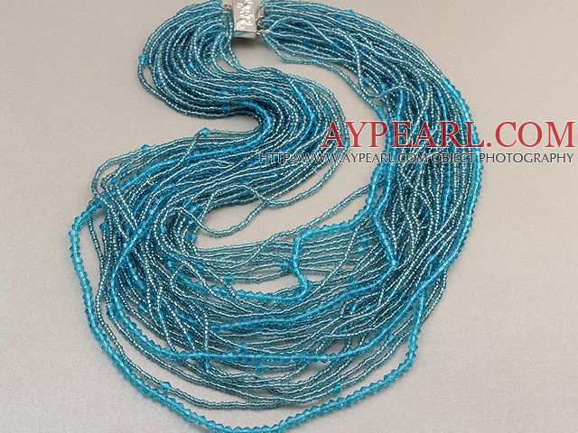 chaude brin vogue style multi 2-4mm ciel bleu artificiel collier en cristal