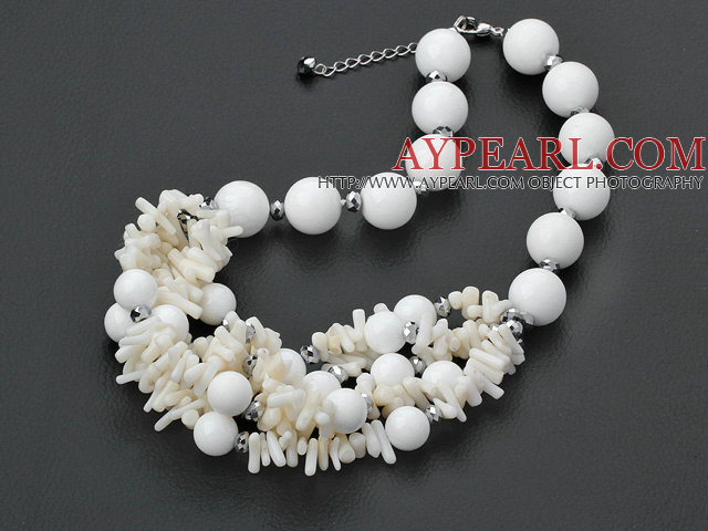 white coral and giant clam necklace with lobster clasp