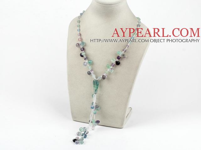19.7 inches rainbow flourite necklace with lobster clasp