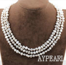 Tre Strands vita sötvatten Pearl Bridal Halsband