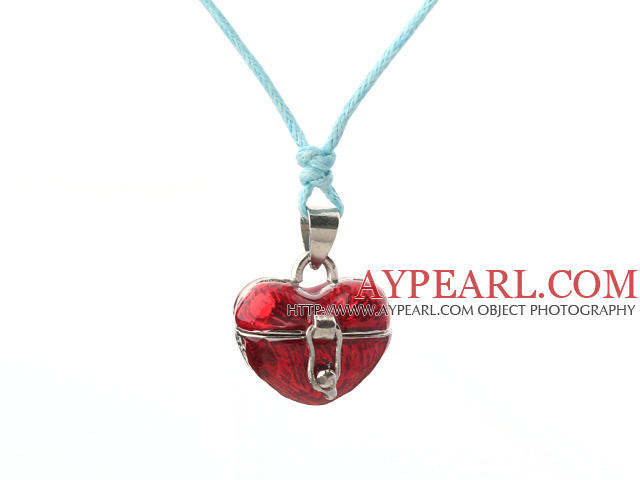 heart shape make a wish box necklace with lobster clasp