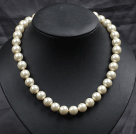 12mm Ivory Color Round Glass Pearl Beads Choker Necklace Jewelry