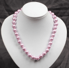 12mm Violet Color Round Glass Pearl Beads Choker Necklace Jewelry