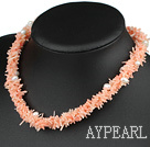 Wholesale 18.5 inches 3 strand white pearl and pink coral necklace with moonlight clasp