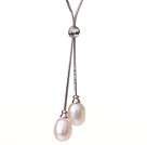 Style élégant naturel 10 - 11mm En forme de goutte d'eau douce blanche perle collier pendentif