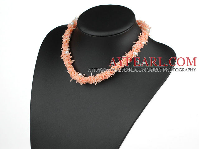 necklace with coral colier roz cu moonlight clasp lumina lunii încheietoare