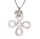 Wholesale Elegant Style Natural White Seashell Pearls Pendant Necklace with 925 Sterling Silver Chain