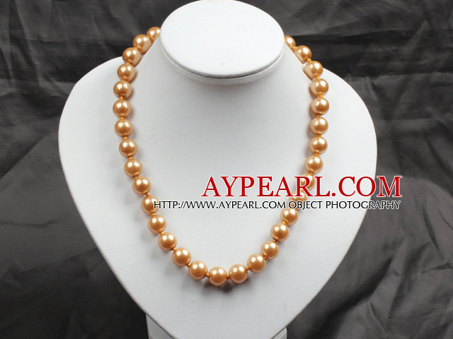 12mm Golden Brown Rond Couleur perles de verre perle Collier ras du cou Bijoux