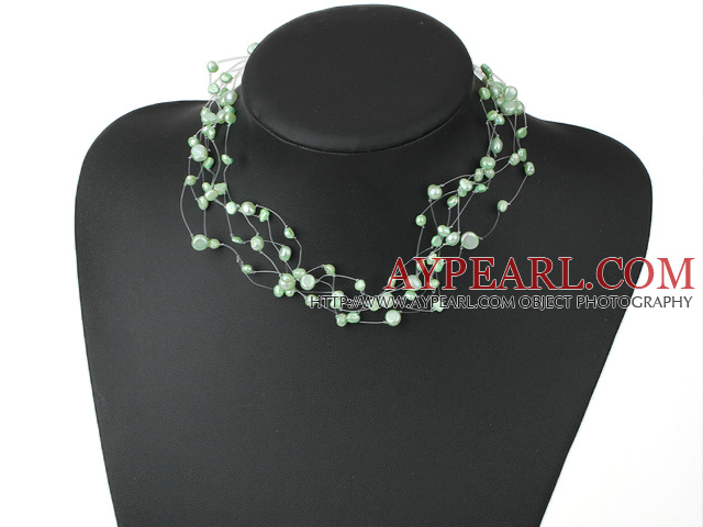 Elegant Green Fresh Water Pearl String&Strand Necklace