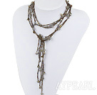Wholesale Nice Long Style Green Rutilated Quartz Chips Strand Necklace, Y Shape Sweater Necklace