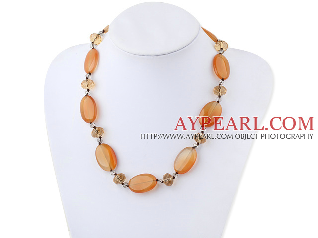 Single Strand Crystal and Visional Agate Necklace with Moonlight Clasp