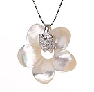 Stil elegant de flori forma naturala alb Seashell perle colier pandantiv cu 925 Sterling Silver Chain