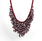 Sparkly Bib Shape Purple Red Series Water Drop Shape Crystal Statement Party Necklace