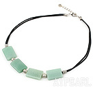 Elegant 4-Piece Rectangle Aventurine Metal Charm Necklace With Black Cord