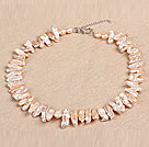 Gorgeous Party Style Natural Pink Teeth Shape Rebirth Pearl Necklace