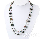 Fashion Long Style Round Colorful Indian Agate Charm Strand Necklace, Sweater Necklace