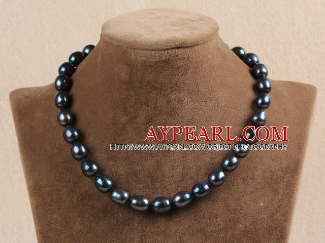 Hot Sale Women Gift 10-11mm Natural Black Pearl Necklace With Heart Clasp