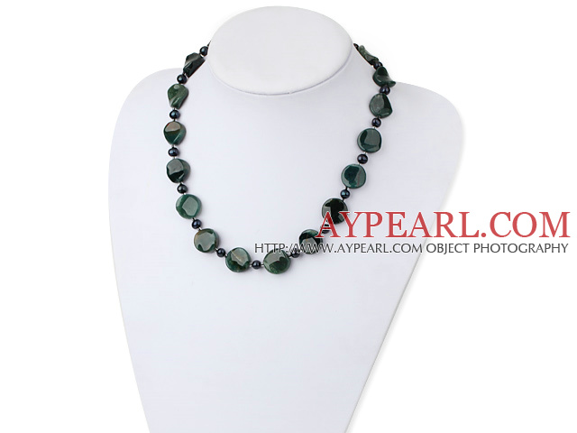 svart pearl indien agat halsband
