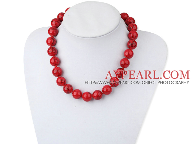 Single strand red bloodstone beaded necklace