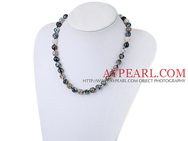 Popular Faceted Mixed Color Burst Pattern Agate Beaded Strand Necklace With Moonight Clasp