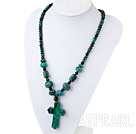 Wholesale Fashion Black Crystal And Phoenix Stone Cross Pendant Necklace