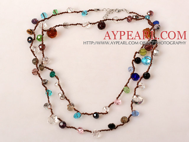 Cristal Style Long Multi Color main Collier Noeud 