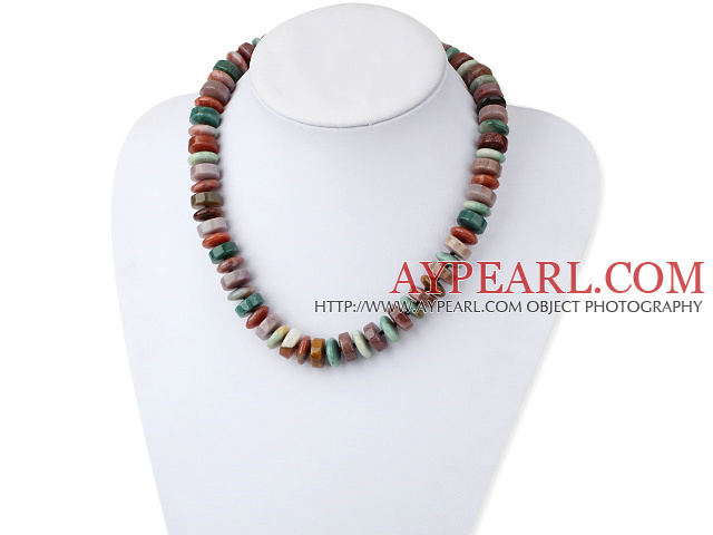 Elegant Disc Shape Multi Color Marine Agate Graduated Strand Necklace