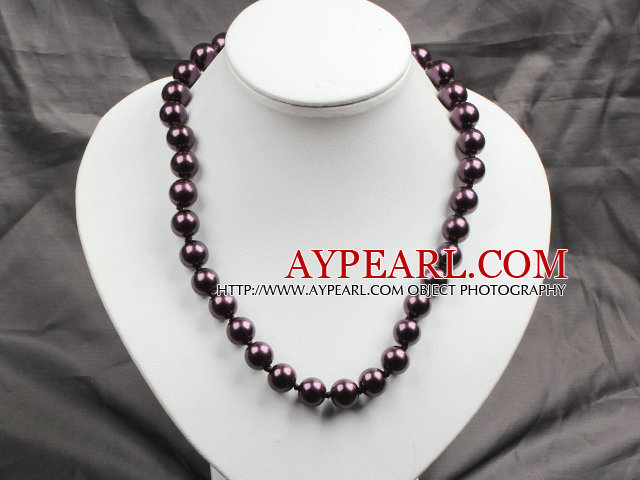 12mm violet închis Color Round de sticla Pearl margele colier cravată Bijuterii