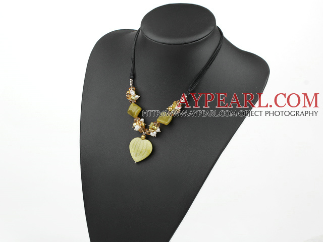 pearl crystal lemon jade necklace with extendable chain